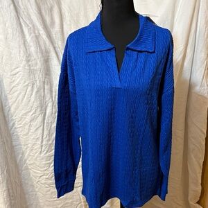 Vibrant Blue Textured Women's Blouse